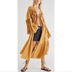 Free People Good Vibes Embroidered Kimono